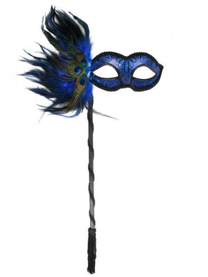 Simona Dark Blue With Stick And Feather Eyemask