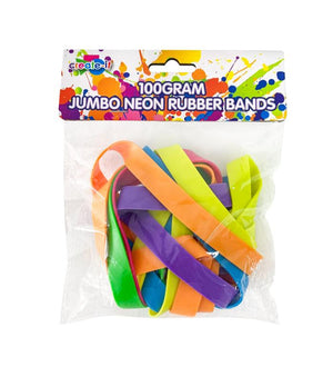 Neon Colours Jumbo Rubber Bands 100 Grams