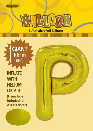 Giant Foil Gold/Silver Alphabet P Balloon