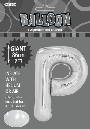 Giant Foil Gold/Silver Alphabet P Balloon