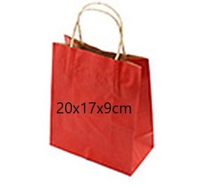 Mini Red Kraft Paper Bag With Handles 50Pk