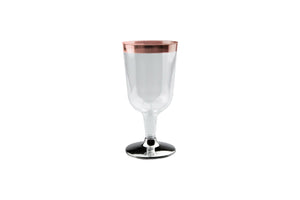  210ml Wine Glass With Rose Gold Rim Clear Base