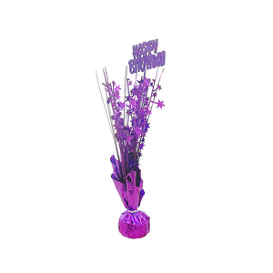 Happy Birthday Purple Table Weight Centrepiece