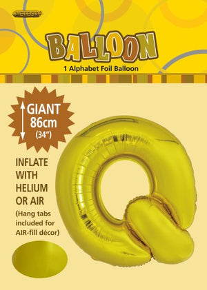 Giant Foil Gold/Silver Alphabet Q Balloon