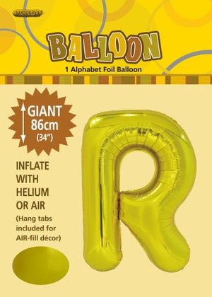 Giant Foil Gold/Silver Alphabet R Balloon