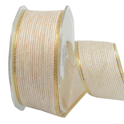 Natural Jute Metallic Gold-Cream Ribbon 38mm