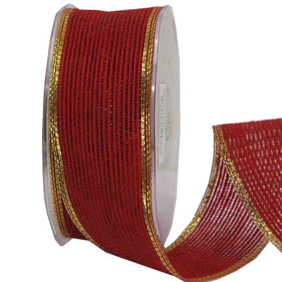 Natural Jute Metallic Gold-Red Ribbon 38mm