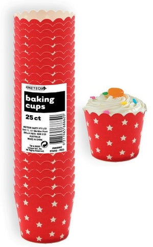 Stars Ruby Red Paper Baking Cups