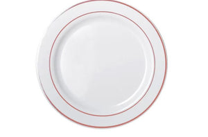 Rosegold Rim White Premium Plastic Dinner Plates