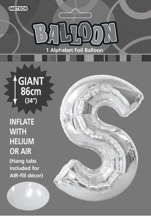 Giant Foil Gold/Silver Alphabet S Balloon