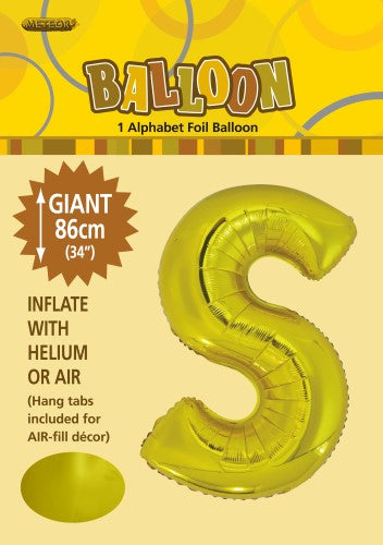 Giant Foil Gold/Silver Alphabet S Balloon