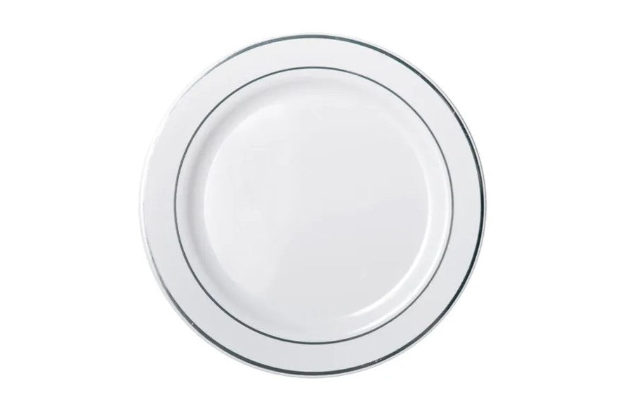 Silver Rim White Premium Dinner Plates 26cm