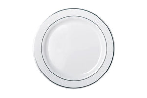 Silver Rim White Premium Dinner Plates 26cm