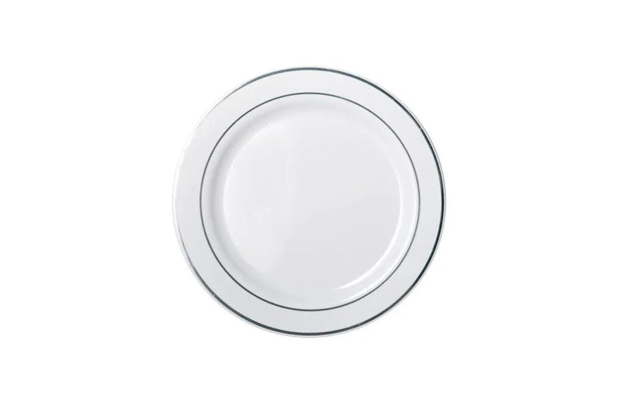 Silver Rim White Premium Lunch Plates 19cm