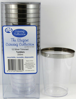 Silver Rim Plastic Tumblers 200ml