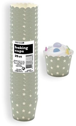 Stars Silver Paper Baking Cups