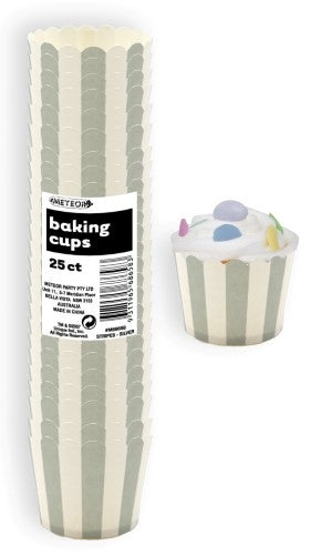 Stripes Silver Baking Cups