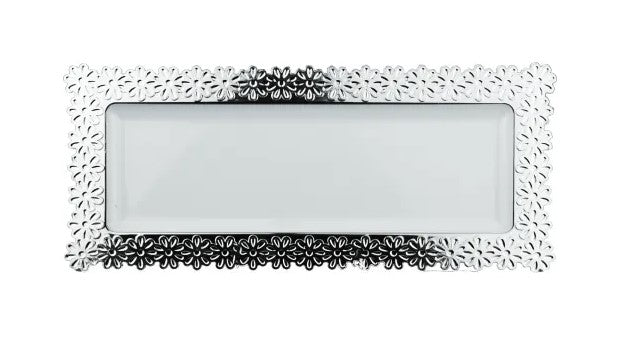 Silver Lace Rim Plastic Tray - Small