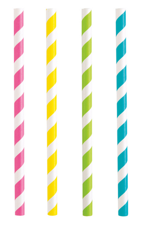 Coloured Paper Smoothie Straws With Stripes