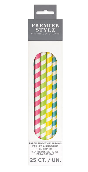 Coloured Paper Smoothie Straws With Stripes