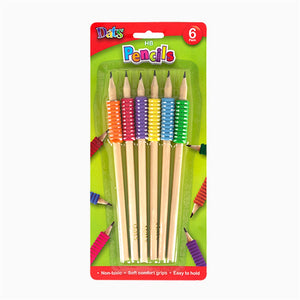 HB Pencils With Colour Grips 6PK