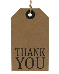 Cardboard Thank You Gift Tag Black