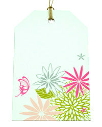 Cardboard Gift Tag fFower  Garden Pale Pink/Silver