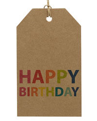 Cardboard Gift Tag Happy Birthday Bright