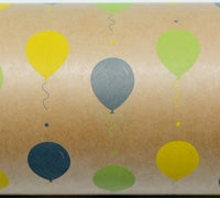 BALLOON FIESTA WRAP-Lime Washed Navy Yellow on Kraft