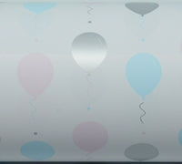 BALLOON FIESTA WRAP-Pink Blue Silver On White