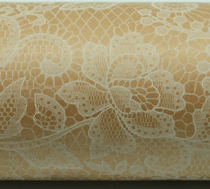 White Lace On Kraft Gift Wrapping Paper