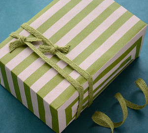 Regular Stripe Green-Kraft Gift Wrapping Paper