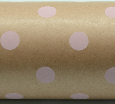 Pink Spots On Kraft Gift Wrapping Paper