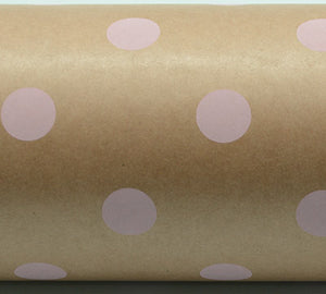 Pink Spots On Kraft Gift Wrapping Paper