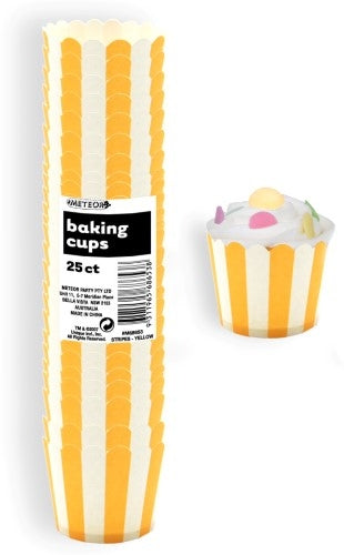 Stripes Sunflower Yellow  Baking Cups