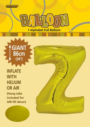 Giant Foil Gold/Silver Alphabet Z Balloon